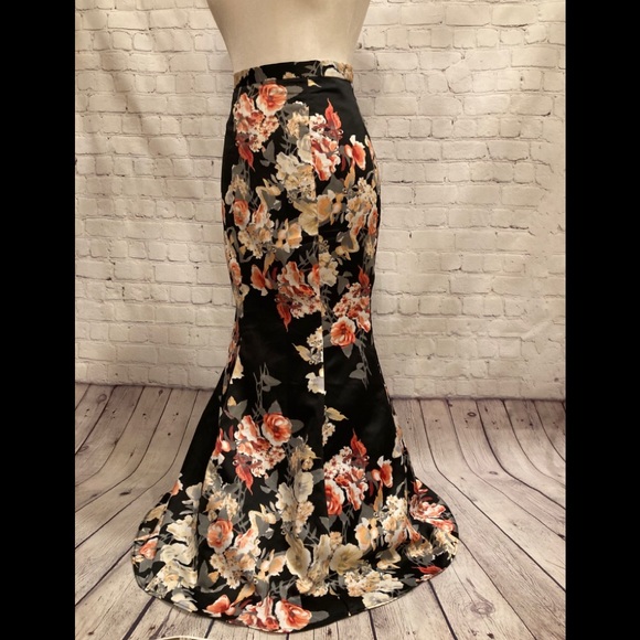 "Prom-Formal-Ball" Floral Print Floor-Length Mermaid Skirt size 1 - Picture 2 of 16
